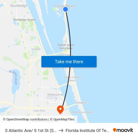S Atlantic Ave/ S 1st St (Se Corner) to Florida Institute Of Technology map