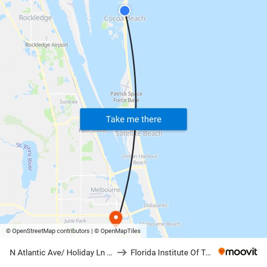 N Atlantic Ave/ Holiday Ln (Ne Corner) to Florida Institute Of Technology map