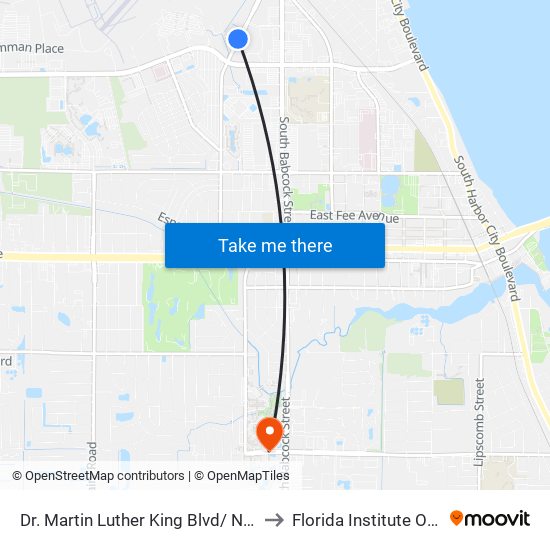 Dr. Martin Luther King Blvd/ Nasa Rd (Sw Corner) to Florida Institute Of Technology map