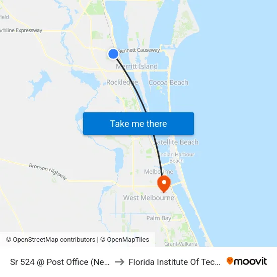 Sr 524 @ Post Office (Ne Corner) to Florida Institute Of Technology map