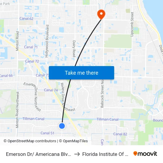 Emerson Dr/ Americana Blvd ( SE Corner) to Florida Institute Of Technology map