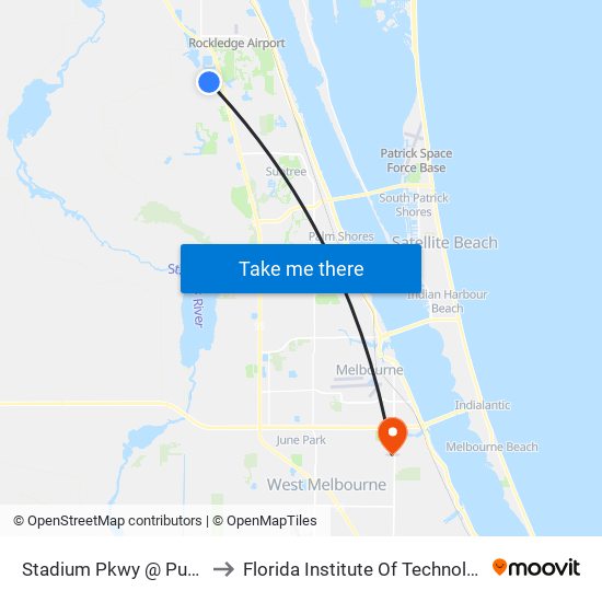 Stadium Pkwy @ Publix to Florida Institute Of Technology map