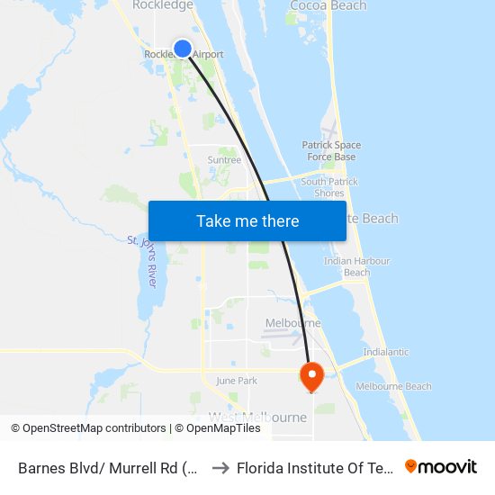 Barnes Blvd/ Murrell Rd (Ne Corner) to Florida Institute Of Technology map