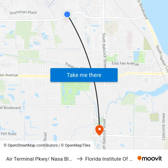Air Terminal Pkwy/ Nasa Blvd (Sw Corner) to Florida Institute Of Technology map