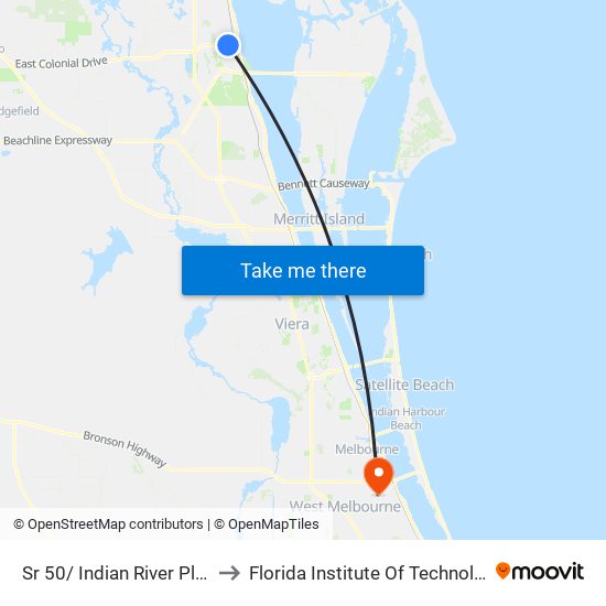 Sr 50/ Indian River Plaza to Florida Institute Of Technology map