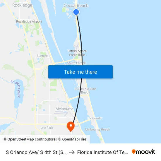 S Orlando Ave/ S 4th St (Sw Corner) to Florida Institute Of Technology map