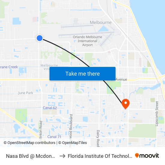 Nasa Blvd @ Mcdonalds to Florida Institute Of Technology map