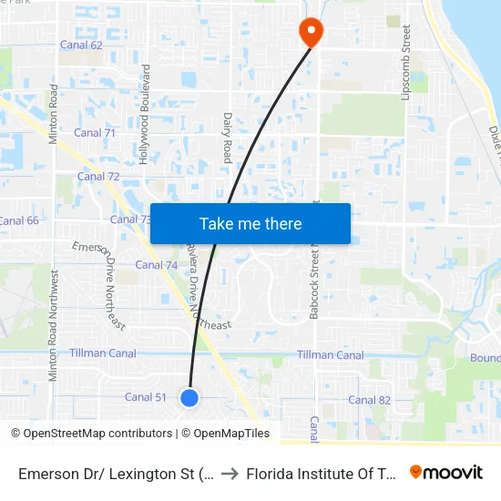 Emerson Dr/ Lexington St (Nw Corner) to Florida Institute Of Technology map