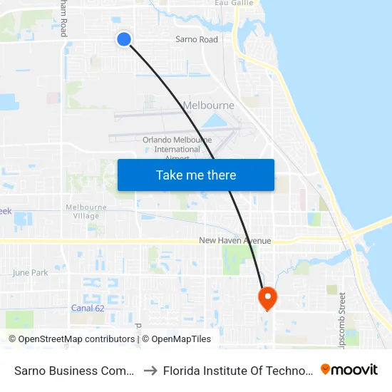 Sarno Business Complex to Florida Institute Of Technology map