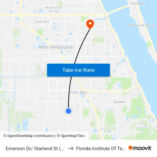 Emerson Dr/ Starland St (Nw Corner) to Florida Institute Of Technology map