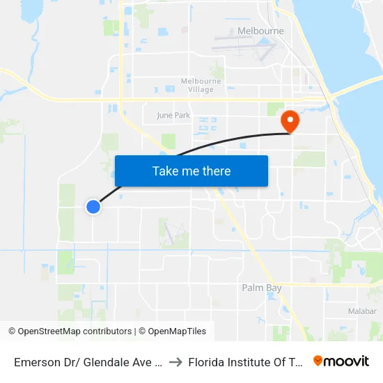 Emerson Dr/ Glendale Ave (Ne Corner) to Florida Institute Of Technology map