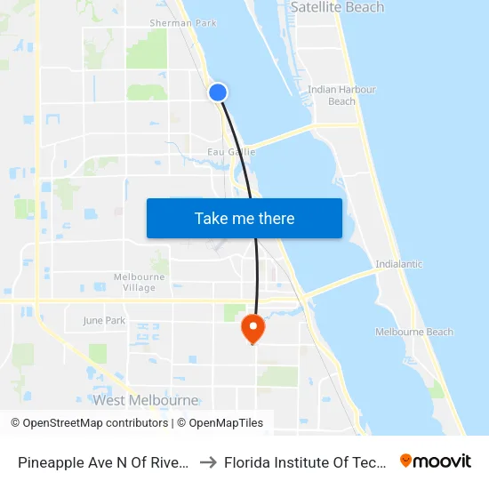 Pineapple Ave N Of Riverdale Dr to Florida Institute Of Technology map