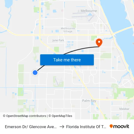 Emerson Dr/ Glencove Ave (Ne Corner) to Florida Institute Of Technology map