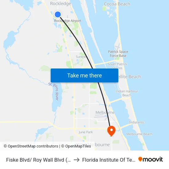 Fiske Blvd/ Roy Wall Blvd (Ne Corner) to Florida Institute Of Technology map