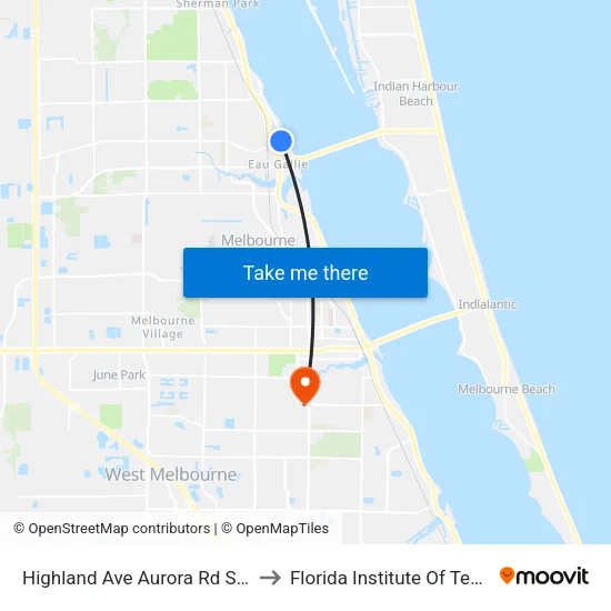 Highland Ave Aurora Rd SW Corner to Florida Institute Of Technology map