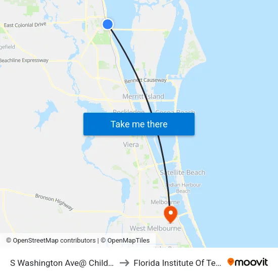 S Washington Ave@ Children Center to Florida Institute Of Technology map