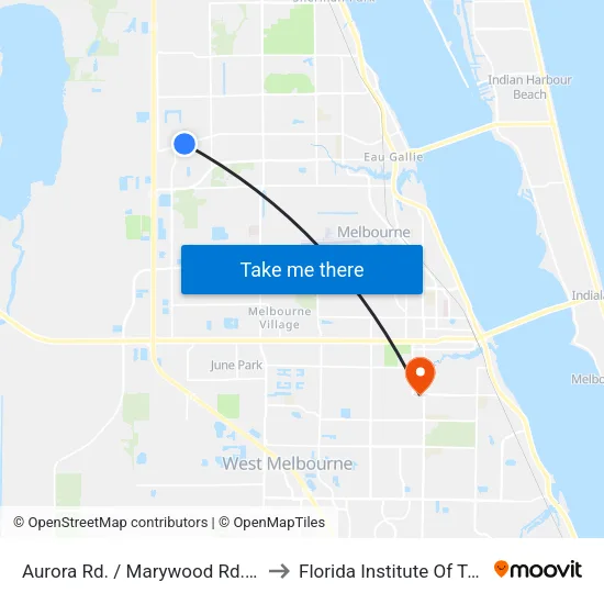Aurora Rd. / Marywood Rd. (Ne Corner) to Florida Institute Of Technology map