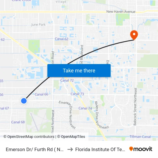 Emerson Dr/ Furth Rd ( NW Corner) to Florida Institute Of Technology map