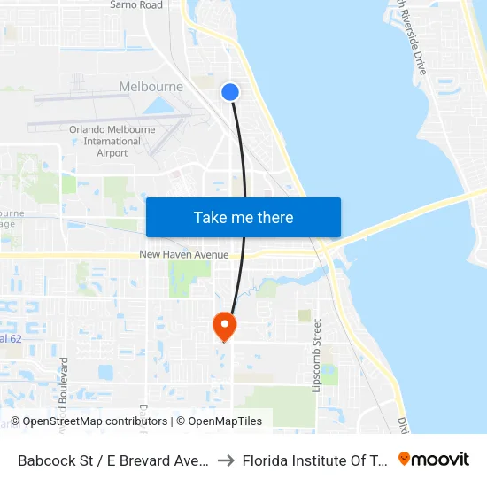 Babcock St / E Brevard Ave Northbound to Florida Institute Of Technology map