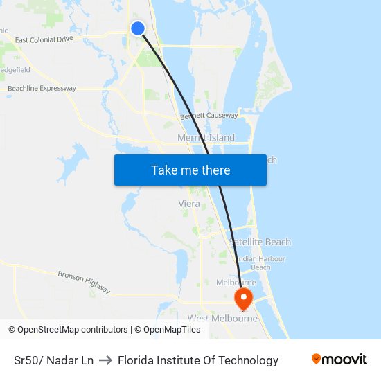 Sr50/ Nadar Ln to Florida Institute Of Technology map