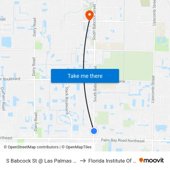 S Babcock St @ Las Palmas Shopping Center to Florida Institute Of Technology map