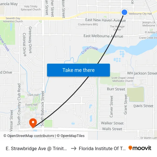 E. Strawbridge Ave @ Trinity Towers East to Florida Institute Of Technology map