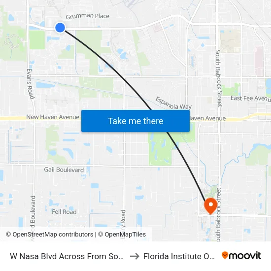 W Nasa Blvd Across From Social Security Office to Florida Institute Of Technology map