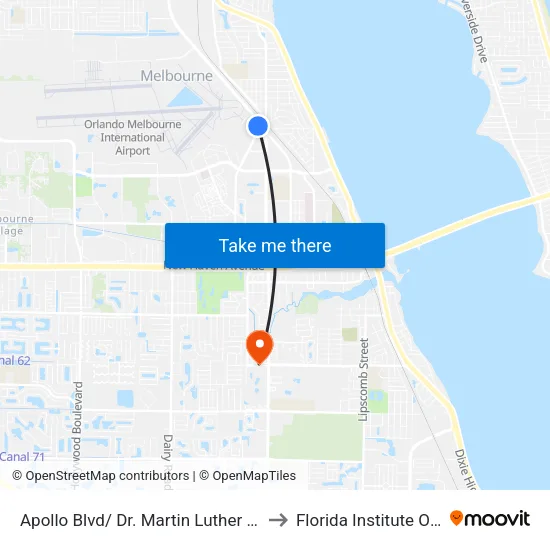 Apollo Blvd/ Dr. Martin Luther King Blvd SW Corner to Florida Institute Of Technology map
