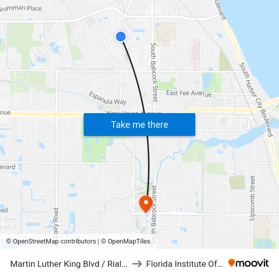 Martin Luther King Blvd / Rialto Pl (Nw Corner) to Florida Institute Of Technology map