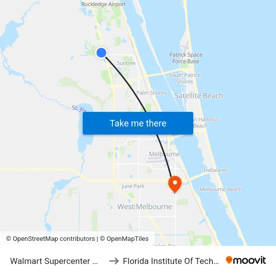 Walmart Supercenter @ Viera to Florida Institute Of Technology map