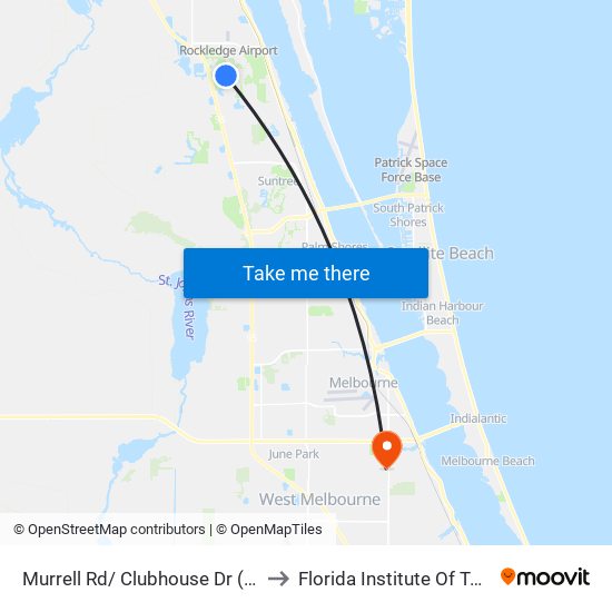 Murrell Rd/ Clubhouse Dr (Nw Corner) to Florida Institute Of Technology map