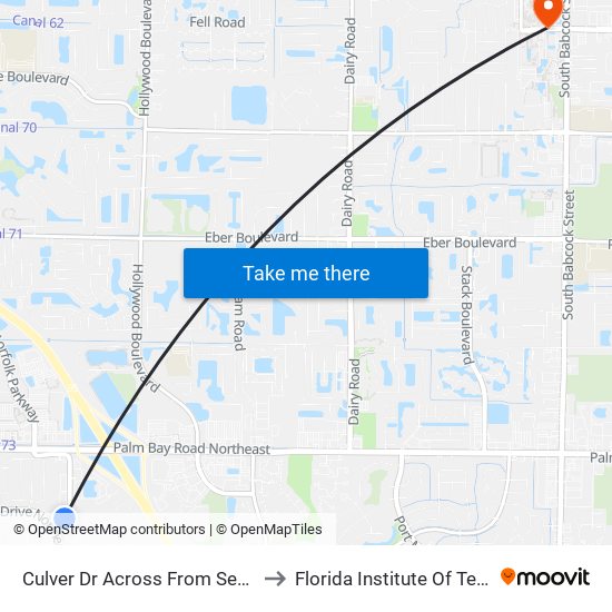 Culver Dr Across From Senior Center to Florida Institute Of Technology map