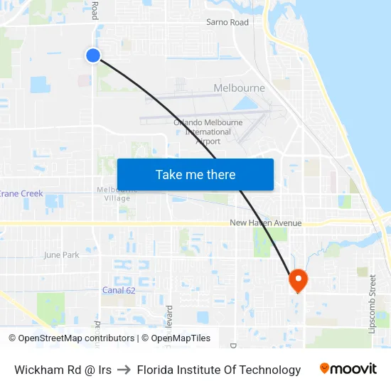 Wickham Rd @ Irs to Florida Institute Of Technology map