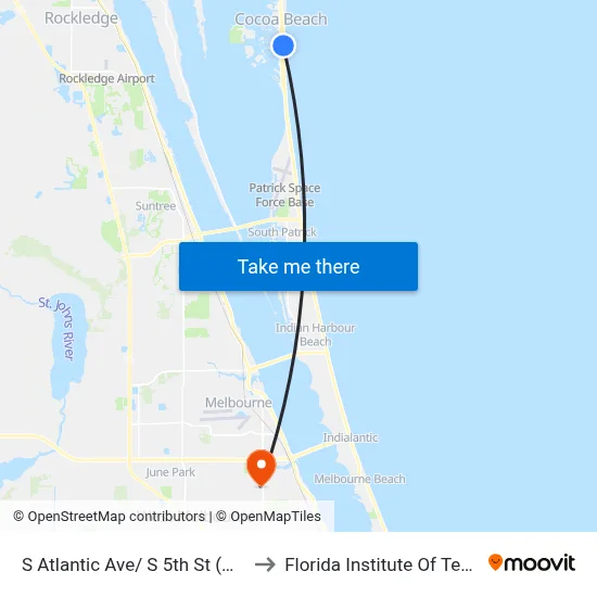S Atlantic Ave/ S 5th St (Ne Corner) to Florida Institute Of Technology map