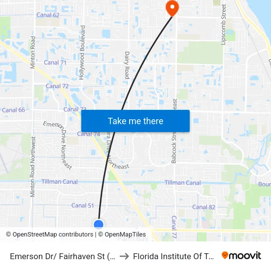 Emerson Dr/ Fairhaven St (Nw Corner) to Florida Institute Of Technology map