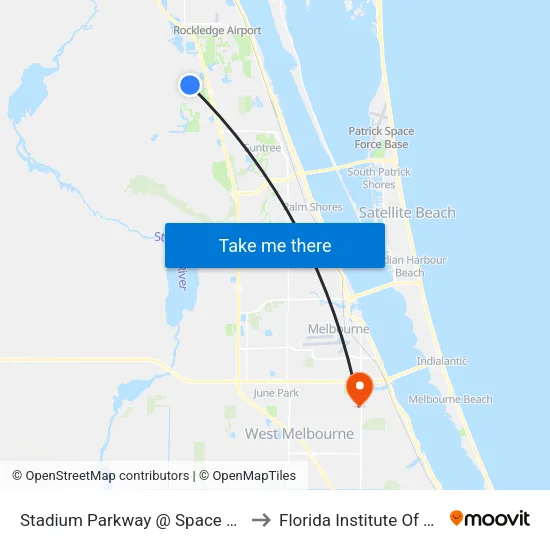Stadium Parkway @ Space Coast Stadium to Florida Institute Of Technology map