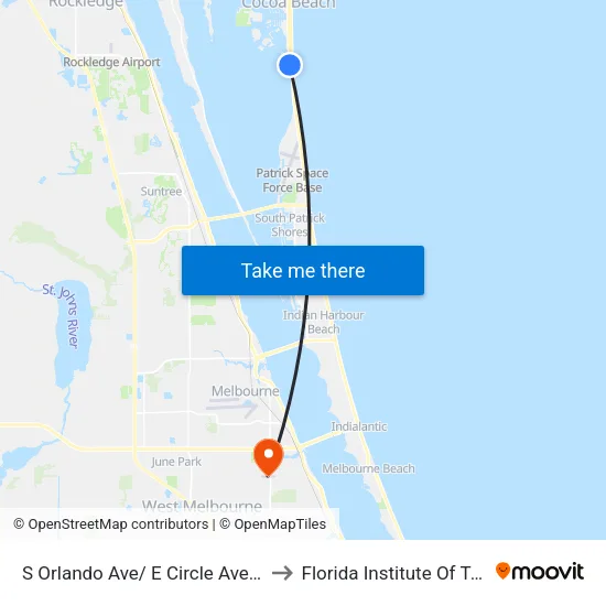 S Orlando Ave/ E Circle Ave (Sw Corner) to Florida Institute Of Technology map