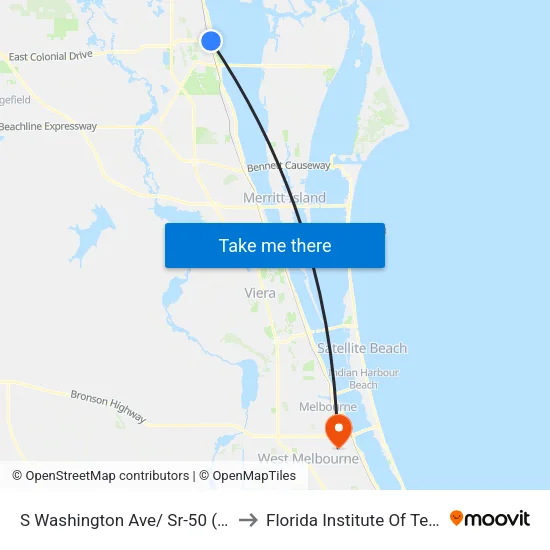 S Washington Ave/ Sr-50 (Se Corner) to Florida Institute Of Technology map