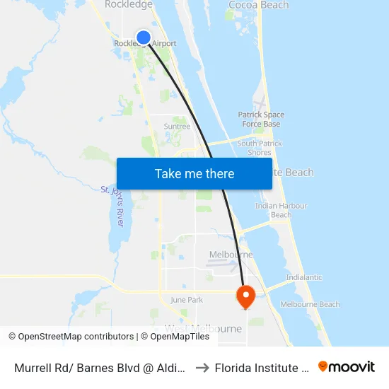 Murrell Rd/ Barnes Blvd @ Aldis Market Place Driveway to Florida Institute Of Technology map