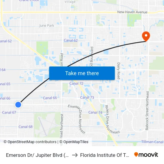 Emerson Dr/ Jupiter Blvd (Nw Corner) to Florida Institute Of Technology map
