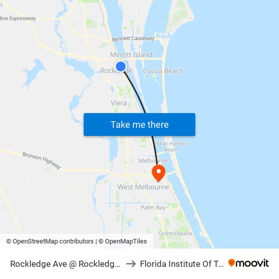 Rockledge Ave @ Rockledge High School to Florida Institute Of Technology map