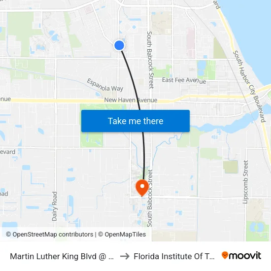 Martin Luther King Blvd @ Legacy Apts to Florida Institute Of Technology map