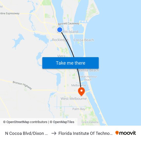 N Cocoa Blvd/Dixon Blvd to Florida Institute Of Technology map