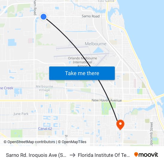 Sarno Rd. Iroquois Ave (Sw Corner) to Florida Institute Of Technology map