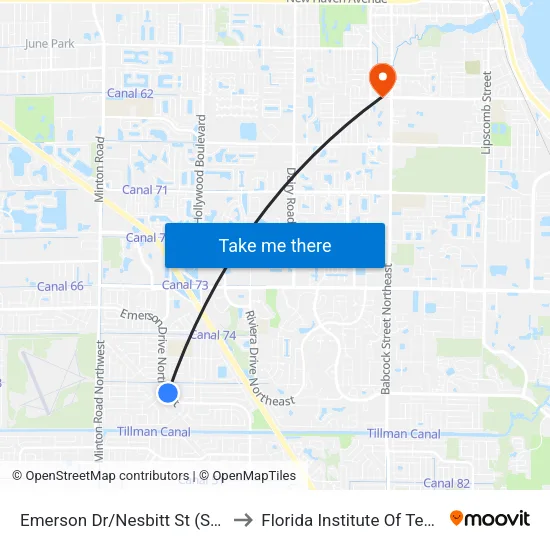 Emerson Dr/Nesbitt St (Sw Corner) to Florida Institute Of Technology map