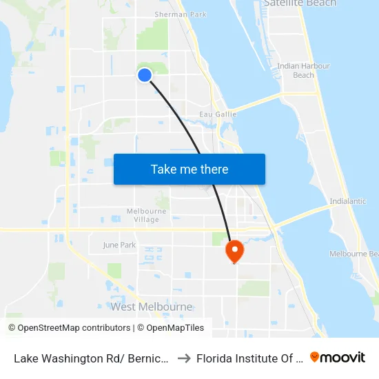 Lake Washington Rd/ Bernice Ct (Nw Corner) to Florida Institute Of Technology map