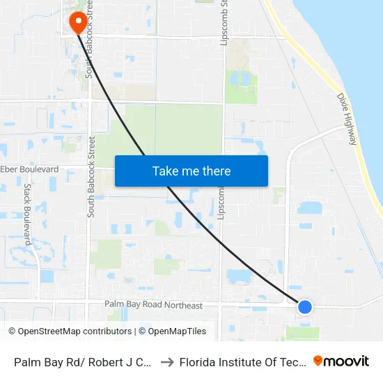 Palm Bay Rd/ Robert J Conlan NE to Florida Institute Of Technology map