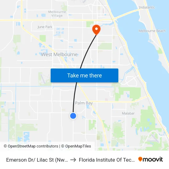 Emerson Dr/ Lilac St (Nw Corner) to Florida Institute Of Technology map
