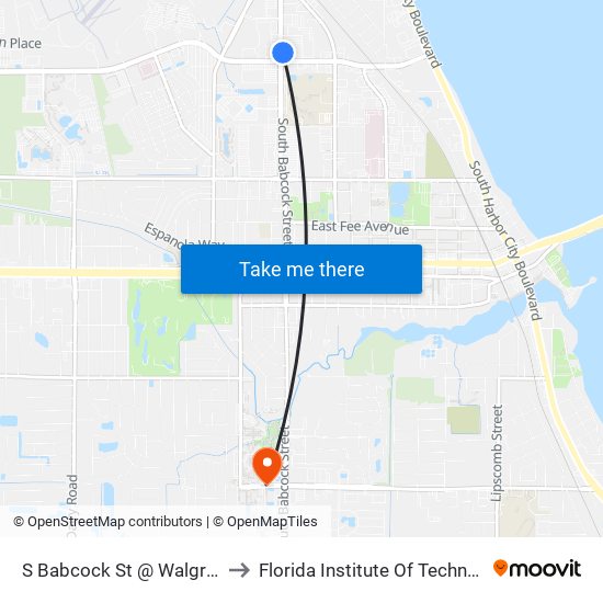 S Babcock St @ Walgreens to Florida Institute Of Technology map