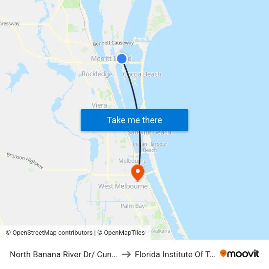 North Banana River Dr/ Cunningham Ave to Florida Institute Of Technology map